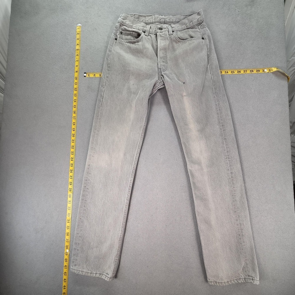 VTG Levis 501 Jeans Mens Gray Light Wash Straight Button Fly Made USA Fits 28x32